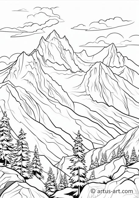 Página para colorear de picos alpinos